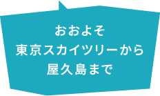 おおよそ東京スカイツリーから屋久島まで